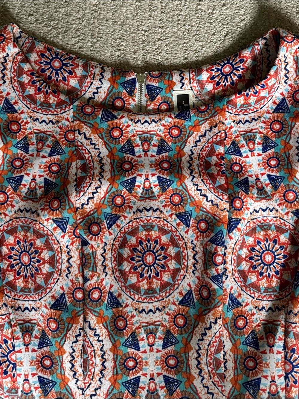 Julian Taylor Sleeveless Medallion Print Fit-and-Flare Dress - Multicolor Sz 12 - Picture 4 of 14